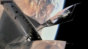 Virgin Galactic space shuttle in space over New Mexico