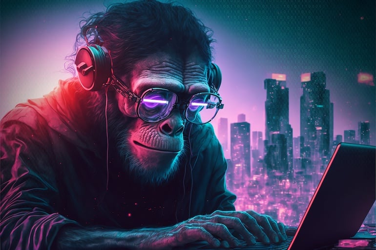 cyberpunk monkey typing