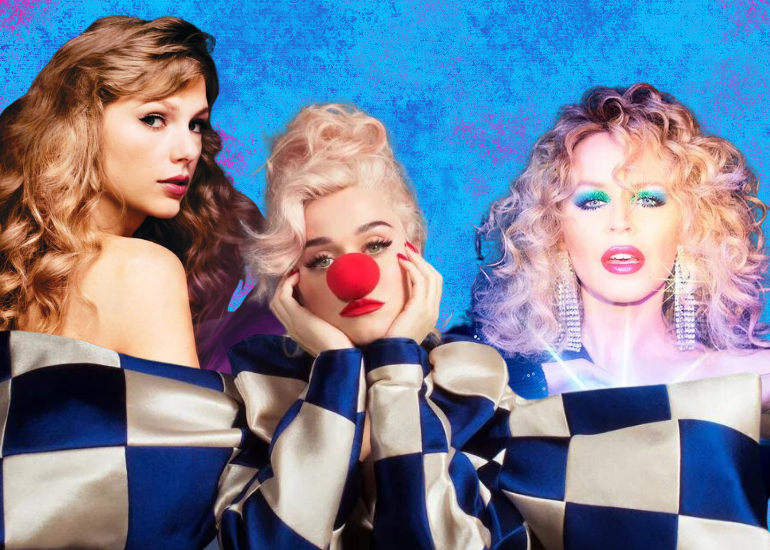 Taylor Swift, Katy Perry and Kylie Minogue: Trade mark warriors. Images: Speak Now (Taylor's Version), Smile, Disco album covers.