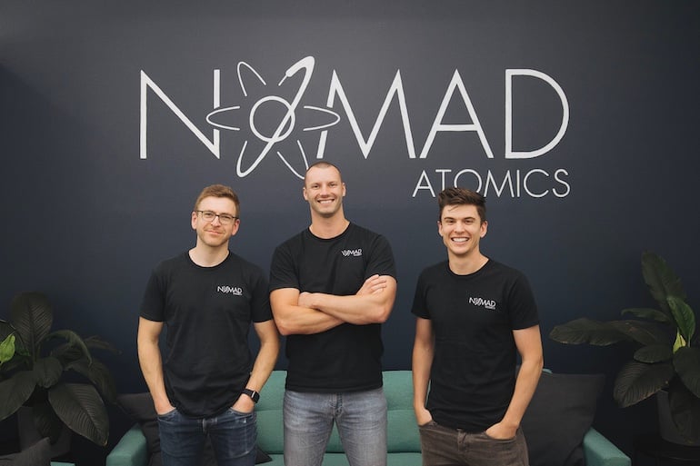 Nomad Atomics cofounders Christian Freier, Kyle Hardman and Paul Wigley