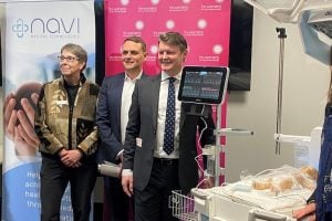 Navi cofounders Assoc Prof Christiane Theda and Alex Newton, with Victorian industry and innovation minister Ben Carroll.